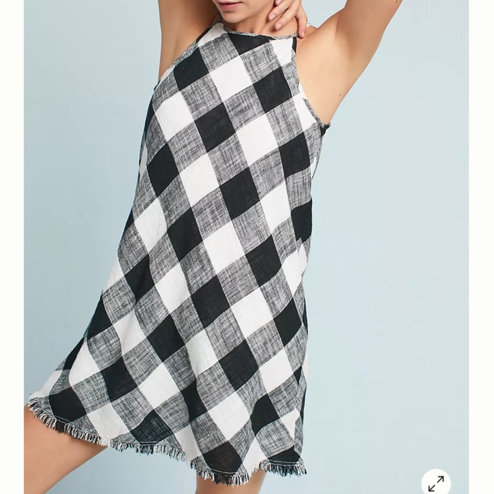 Anthropologie Cloth & Stone Frayed Gingham Dress